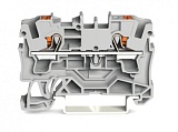 2-проводные проходные клеммы; с нажимной кнопкой; 4 mm²; с тестовым портом; боковая и центральная маркировка; для DIN-рейки 35 x 15 и 35 x 7,5; Push-in CAGE CLAMP®; 4,00 mm²; серые