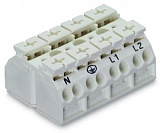 4-проводная клеммная колодка с монтажными штифтами; 4-пол.; N-PE-L1-L2; без заземляющего контакта; 4 mm²; 4,00 mm²; белые