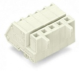1-conductor female connector, angled; CAGE CLAMP®; 2.5 mm²; Pin spacing 5 mm; 2-pole; 100% protected against mismating; Snap-in mounting feet; 2,50 mm²; light gray