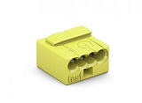 Соединитель MICRO PUSH WIRE® для распределительных коробок; для одножильных проводников; Ø 0,8 мм; 4-проводн.; светло-серая крышка; макс. рабочая темп. окр. среды 60 °C; желтые