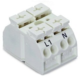 4-проводная клеммная колодка с монтажными штифтами; 2-пол.; L1-N; без заземляющего контакта; для винта и гайки ø 3 мм; с 2 выводами; 4 mm²; 4,00 mm²; белые