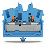 2-проводные миниатюрные проходные клеммы; с нажимной кнопкой; 2,5 мм²; с тестовым портом; боковая и центральная маркировка; с защелкивающейся монтажной ножкой; Push-in CAGE CLAMP®; 2,50 mm²; синие
