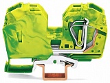 2-проводные клеммы с заземлением; 35 мм²; со встроенной торцевой пластиной; боковая и центральная маркировка; только на рейке DIN 35 x 15; CAGE CLAMP®; 35,00 mm²; зеленые-желто