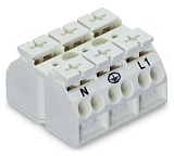 4-проводная клеммная колодка с монтажными штифтами; 3-пол.; N-PE-L1; без заземляющего контакта; 4 mm²; 4,00 mm²; белые