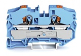 2-проводные проходные клеммы; с нажимной кнопкой; 16 мм²; с тестовым портом; подходят для исполнений Ex i; боковая и центральная маркировка; для DIN-рейки 35 x 15 и 35 x 7,5; Push-in CAGE CLAMP®; 16,00 mm²; синие