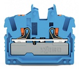 2-проводные миниатюрные проходные клеммы; с нажимной кнопкой; 2,5 мм²; с тестовым портом; боковая и центральная маркировка; Средние клеммы без монтажной защёлкивающейся ножки и фланцев; Push-in CAGE CLAMP®; 2,50 mm²; синие