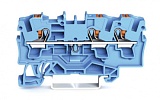 3-проводные проходные клеммы; с нажимной кнопкой; 4 mm²; с тестовым портом; подходят для исполнений Ex i; боковая и центральная маркировка; для DIN-рейки 35 x 15 и 35 x 7,5; Push-in CAGE CLAMP®; 4,00 mm²; синие