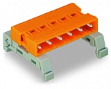 Штекерная часть электрического соединителя с двумя выводами; Монтаж на DIN-рейку 35 мм; 2-пол.; Шаг контактов 7,62 мм; оранжевые