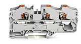 3-проводные проходные клеммы; с нажимной кнопкой; 16 мм²; с тестовым портом; боковая и центральная маркировка; для DIN-рейки 35 x 15 и 35 x 7,5; Push-in CAGE CLAMP®; 16,00 mm²; серые