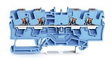 4-проводные проходные клеммы; с нажимной кнопкой; 4 mm²; с тестовым портом; подходят для исполнений Ex i; боковая и центральная маркировка; для DIN-рейки 35 x 15 и 35 x 7,5; Push-in CAGE CLAMP®; 4,00 mm²; синие