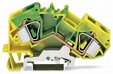 2-проводные клеммы с заземлением; 16 мм²; центральная маркировка; для DIN-рейки 35 x 15 и 35 x 7,5; CAGE CLAMP®; 16,00 mm²; зеленые-желто