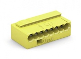 Соединитель MICRO PUSH WIRE® для распределительных коробок; для одножильных проводников; Ø 0,8 мм; 8-проводн.; светло-серая крышка; макс. рабочая темп. окр. среды 60 °C; желтые