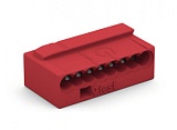 Соединитель MICRO PUSH WIRE® для распределительных коробок; для одножильных проводников; Ø 0,8 мм; 8-проводн.; светло-серая крышка; макс. рабочая темп. окр. среды 60 °C; красные
