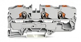 3-проводные проходные клеммы; с нажимной кнопкой; 10 мм²; с тестовым портом; боковая и центральная маркировка; для DIN-рейки 35 x 15 и 35 x 7,5; Push-in CAGE CLAMP®; 10,00 mm²; серые