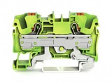 2-проводные клеммы с заземлением; с нажимной кнопкой; 3; с тестовым портом; боковая и центральная маркировка; для DIN-рейки 35 x 15 и 35 x 7,5; Push-in CAGE CLAMP®; 6,00 mm²; зеленые-желто