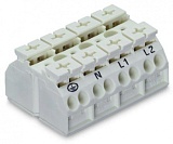 4-проводная клеммная колодка с монтажными штифтами; 4-пол.; PE-N-L1-L2; без заземляющего контакта; 4 mm²; 4,00 mm²; белые