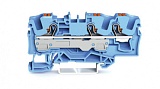 3-проводные проходные клеммы; с нажимной кнопкой; 3; с тестовым портом; подходят для исполнений Ex i; боковая и центральная маркировка; для DIN-рейки 35 x 15 и 35 x 7,5; Push-in CAGE CLAMP®; 6,00 mm²; синие