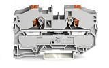2-проводные проходные клеммы; с нажимной кнопкой; 16 мм²; с тестовым портом; боковая и центральная маркировка; для DIN-рейки 35 x 15 и 35 x 7,5; Push-in CAGE CLAMP®; 16,00 mm²; серые