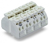 4-проводная клеммная колодка с монтажными штифтами; 4-пол.; PE-N-L1-L2; с заземляющим контактом; 4 mm²; 4,00 mm²; белые