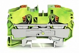 2-проводные клеммы с заземлением; с нажимной кнопкой; 16 мм²; с тестовым портом; боковая и центральная маркировка; для DIN-рейки 35 x 15 и 35 x 7,5; Push-in CAGE CLAMP®; 16,00 mm²; зеленые-желто