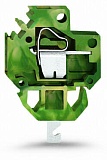 Проходные клеммы с заземлением; Проводник / пайка / обжимная быстроразъемная клемма; Толщина пластины: 1,5 мм; 4 mm²; Шаг контактов 6 мм; 1-пол.; CAGE CLAMP®; 4,00 mm²; зеленые-желто