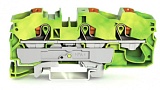 3-проводные клеммы с заземлением; с нажимной кнопкой; 16 мм²; с тестовым портом; боковая и центральная маркировка; для DIN-рейки 35 x 15 и 35 x 7,5; Push-in CAGE CLAMP®; 16,00 mm²; зеленые-желто